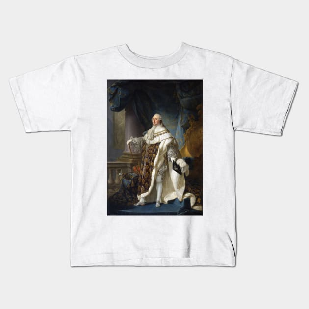 Louis XVI, King of France and Navarre, wearing his grand royal costume in 1779 by Antoine-Francois Callet Kids T-Shirt by Classic Art Stall